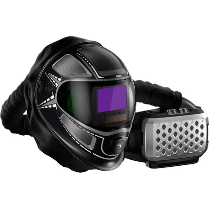 ANDELI Welding Helmet with Respirator,99.95% PAPR Filtration Efficiency Panoramic 180° Large Viewing Powered Air Purifying Respirator Auto Darkening Welding Helmet with Light