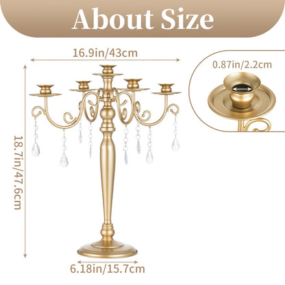 Sziqiqi Wedding Candelabra Table Centerpiece: 5 Arm Candelabras for Candlesticks - Gold Candle Holder Set of 2 for Christmas Engagement Birthday Party Event