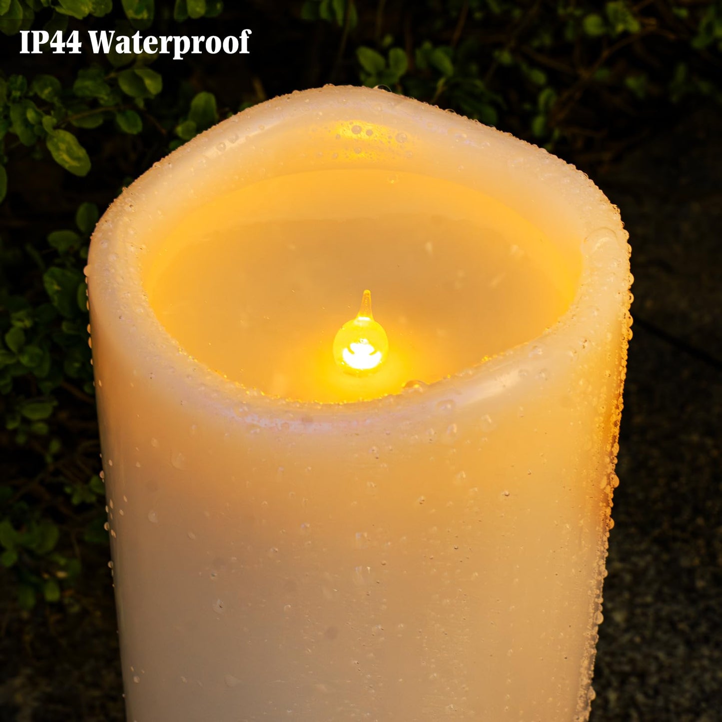 Lumeavetra 6" 8" 10" x 4" Large Waterproof Outdoor Flameless Candles Battery Operated LED Pillar Candles for Indoor Outdoor Lanterns, White, Long Lasting, Set of 3