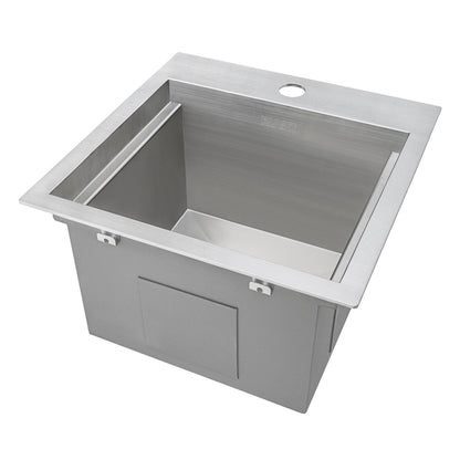 Ruvati Outdoor BBQ Workstation Sink 15 x 15 inch Topmount Marine Grade T316 Stainless Steel RV Boat Tiny Home - RVQ5215