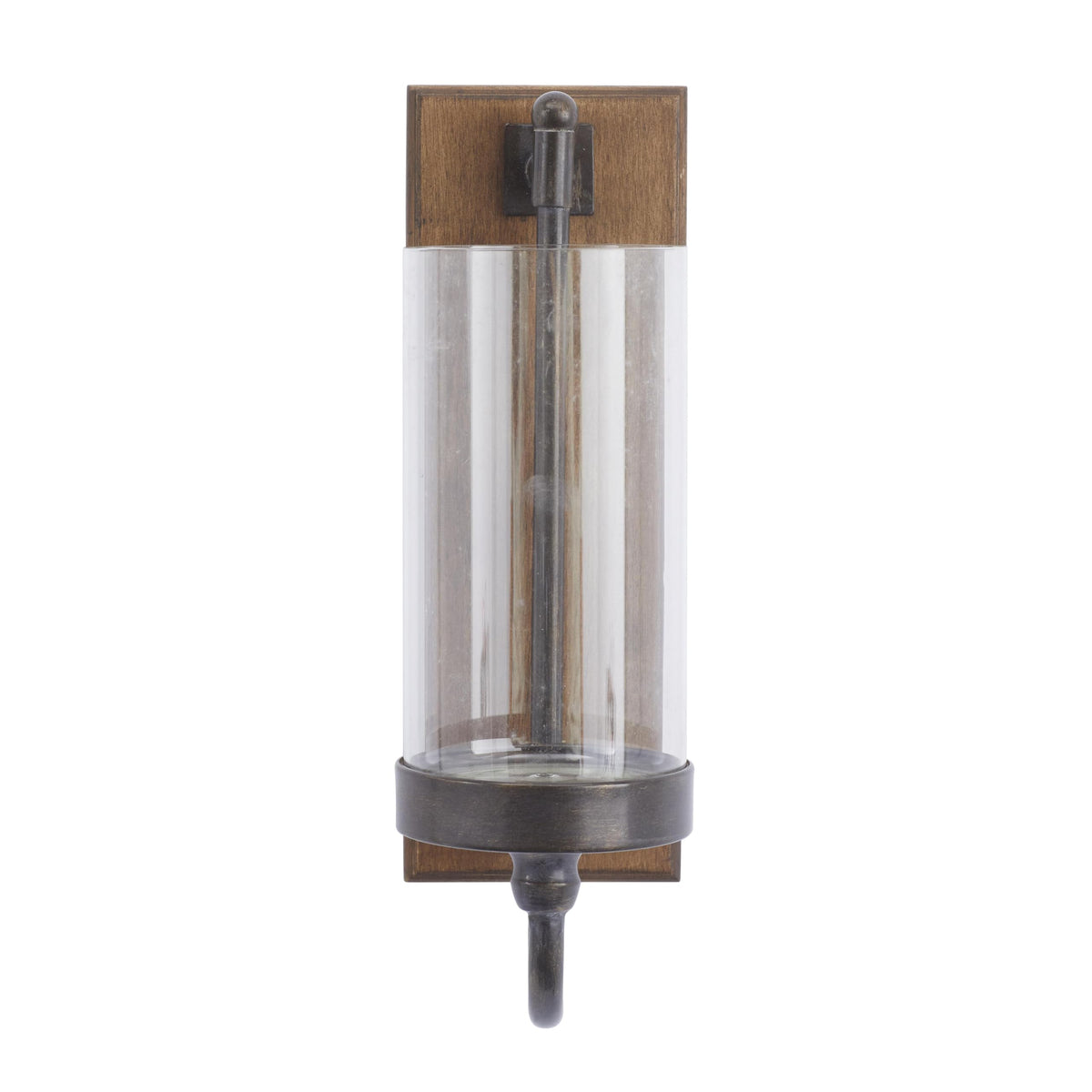 Deco 79 Wood Wall Sconce with Glass Holder, 5" x 8" x 16", Brown