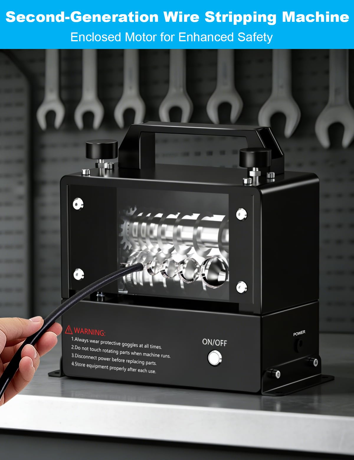 Automatic Wire Stripper Machine, Copper Wire Stripping Machine, Wire Strippers Electrical for 0.06'' - 0.984'' Copper Wire, 70 feet/minute High-Speed Electric Wire Stripper, Easy to Use and Safe