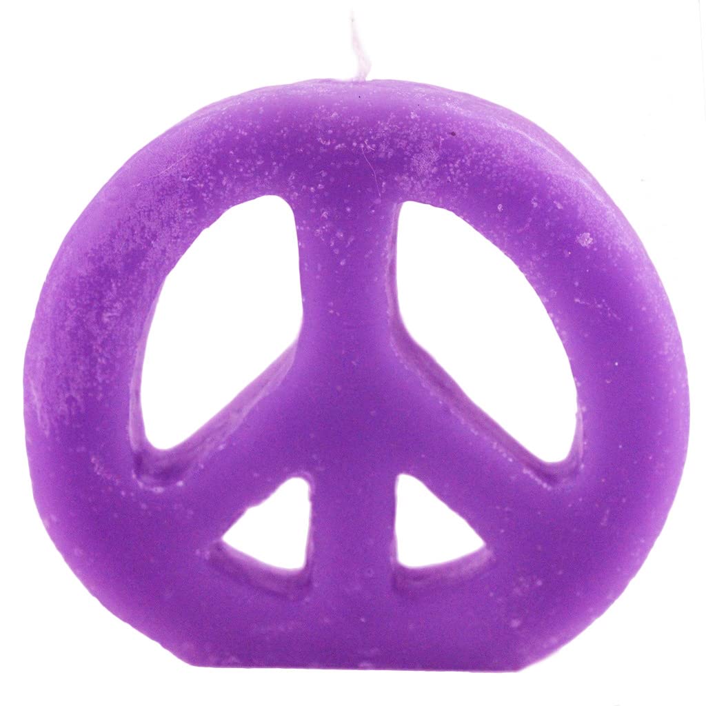 Candlestock Handmade Colorful Peace Sign Candle - Red - Yellow - Green - Blue - Lavender - Pink (Yellow)