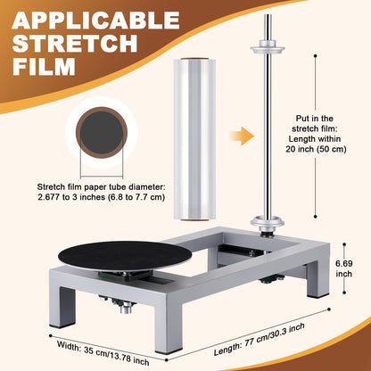 Manual Pallet Wrapper Stretch Film Wrapping Bench, Heavy Duty Film Dispenser Packing Machine for 12-20" Film, Industrial Pallet Wrapping Machine for Small Business Packaging, Shipping & Warehousing