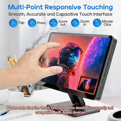 Touch Screen Monitor with Case,ROADOM 10.1’’ Raspberry Pi Screen, IPS FHD 1024×600,Responsive and Smooth Touch,Dual Built-in Speakers,HDMI Input,Compatible with Raspberry Pi 5/4/3/Zero,Versatile Stand