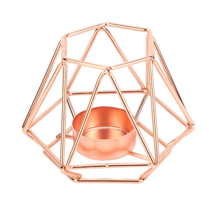 Geometric Tealight Candle Holders Gold, Metal Design Tea Light Votive Holders, Iron Hollow Candlestick for Art Decor