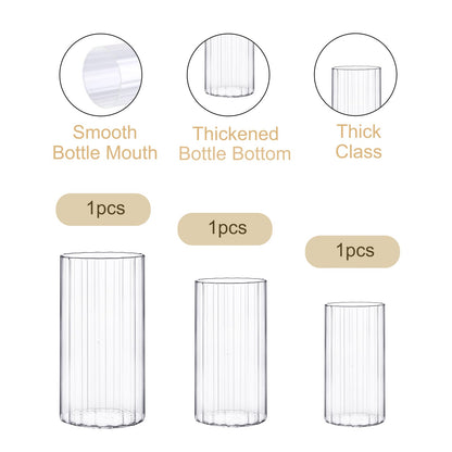 yshengood 6 Pcs Glass Hurricane Candle Holder Ribbed Glass Candle Holder - Elegant & Easy to Use, Perfect for Wedding, Holiday, Party Decor, Home and Event Essential