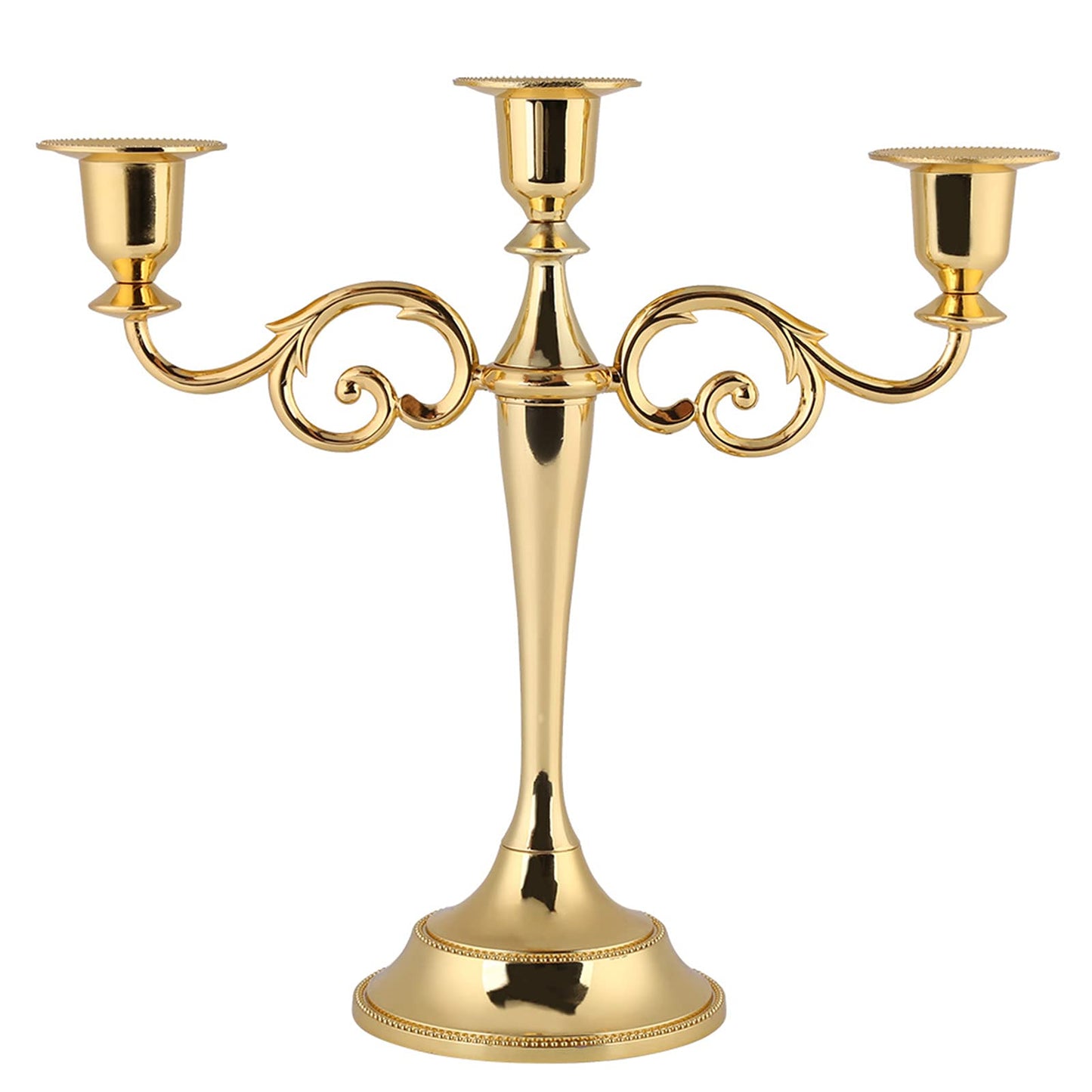 3 Arms Metal Candle Holder, European Style Candelabra for Wedding and Home Decor, Exotic Retro 3 Branches Candlestick with Gold and Silver Finish for Candlelight Dinner (Gold)