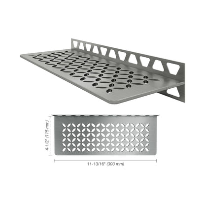 Schluter Rectangular Shelf for Tiled Walls - 4mm Thick, Floral Design, Stainless Steel Material, Brushed Stainless Steel Finish - SWS1D5EB