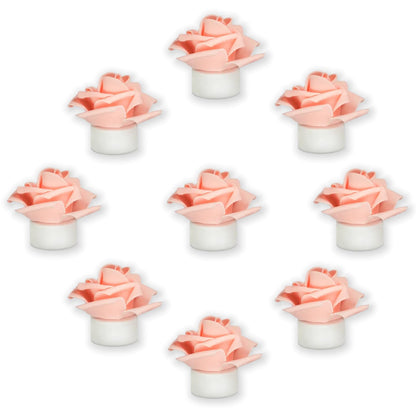 SupBri 12 Pack Led Candles with Artificial Flowers, 200+Hour Battery Operated Tea Lights Candles for Centerpiece Table, Party, Wedding Decorations (Pink)