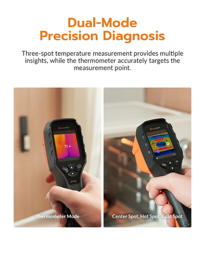 AccuMEMS GT16D Dual-Spectrum Thermal Imaging Camera, AI UIRA-Scene Detection with Thermometer-Mode Precision Detection, UIRA-IR 240×240 Resolution, -4°F~1202°F, < 50 mK, 11h Runtime, 25Hz