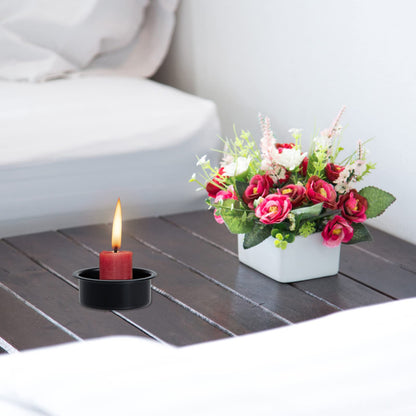 Uonlytech 5pcs Tea Light Tins Cups, Black Metal Tea Light Candle Holder Empty Scented Candle Cup DIY Candle Holders for Party Wedding Table Decoration