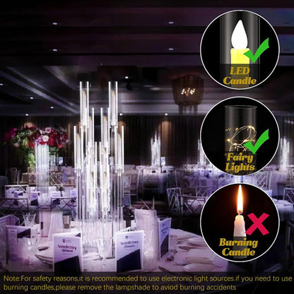 12PCS Acrylic Candle Holder for Party Table Centerpiece,Clear Acrylic Candelabra Centerpiece for Wedding Christmas Baby Shower Event Candles,Fit 0.8" LED Candles