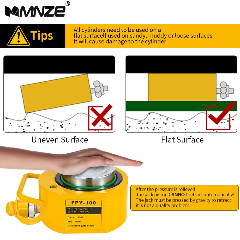 MMNZE 100T 20mm/0.79" Stroke Mini Hydraulic Ram Jack - Porta Power Retract Automatically Split Single Acting Lifting Cylinders for Machinery, Ship Bridge Construction