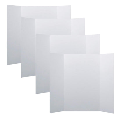 Flipside Products 36” x 48” Project Boards for Presentations, Science Fair, School Projects, Event Displays and Trifold Picture Board, Proudly Made in USA - White - 4 Pack