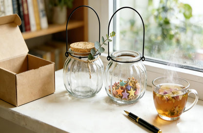 2 Pcs Decorative Glass Jars,Pumpkin Shape Bottles With Cork Stopper and Hanging Rings Wishing Bottle Hydroponic Glass Vases Decor for Home Furnishing Outdoor Party Wedding Centerpiece（Pumpkins）