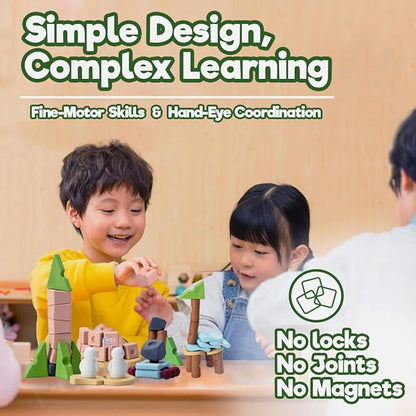 Taksa Toys Creative Unique Building Stem Toys for Kids Ages 4 5 6 7+ Educational Blocks Resources for Learning Open-Ended Montessori Toys for Girls Boys Fine Motor Skills Reggio Emilia Toys 72 Pcs