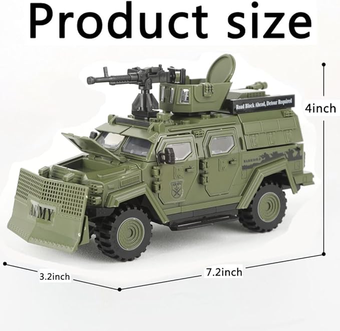 4 in 1 Armored Vehicle Building Block Military Vehicle Building Brick Toys Army Car Model Toys Gifts for Boys Age 8-12 (Green)