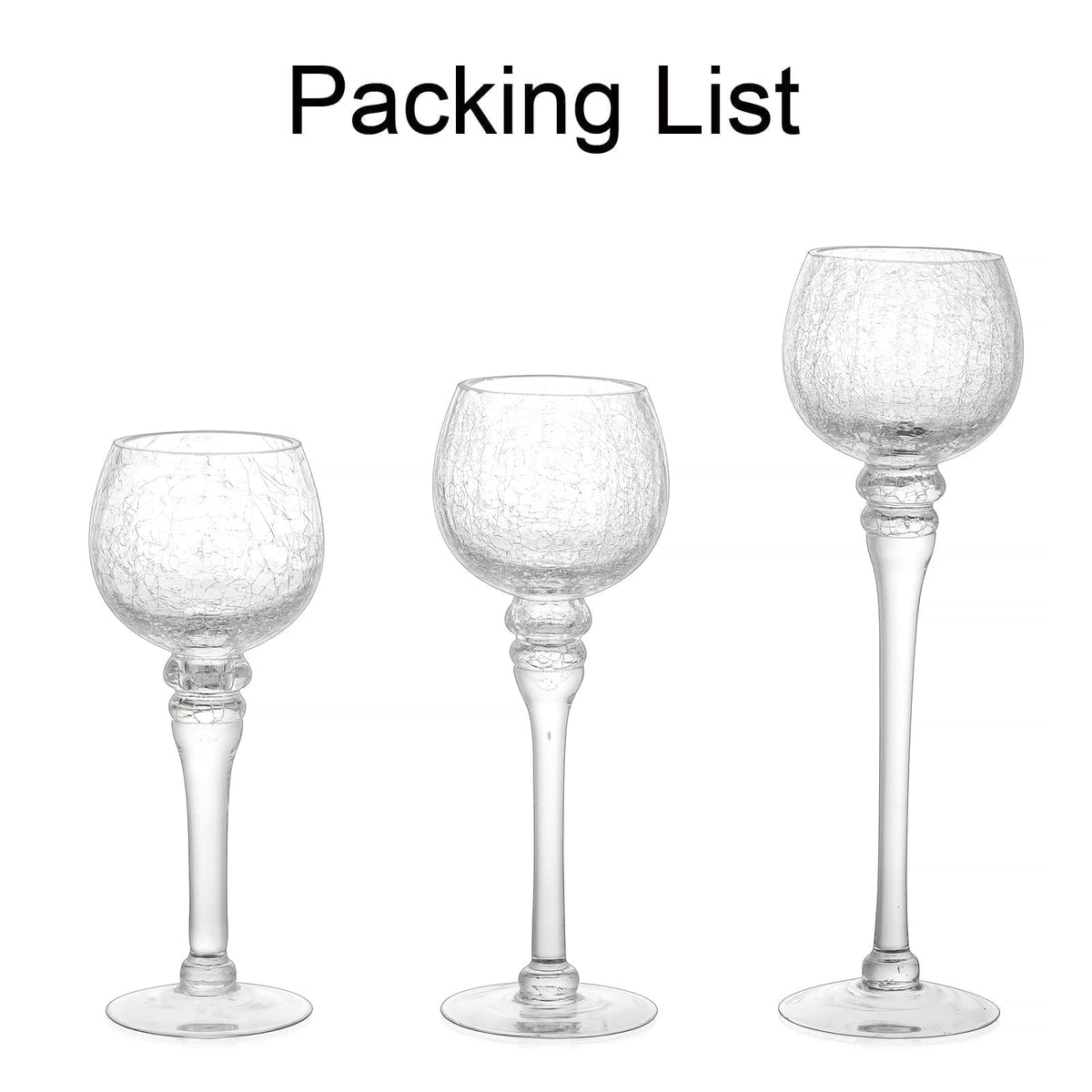 Inweder Glass Tealight Candle Holder: Clear Votive Holders 9/10/12 Inch Tall Long Setm Floating Candle Holders for Christmas Dining Table Centerpiece Wedding Party Set of 3