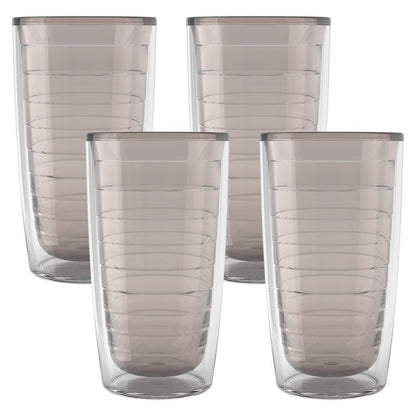 Tervis Clear & Colorful Tabletop Made in USA Double Walled Insulated Tumbler Travel Cup Keeps Drinks Cold & Hot, 16oz - 4pk, River Rock