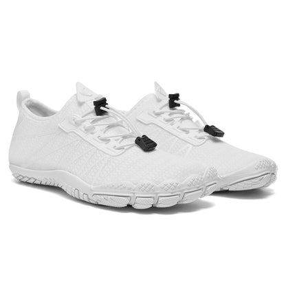 HIITAVE Women Water Shoes Quick Dry Barefoot Beach Shoes Aqua Sport Swim Surf Pool Hiking Diving Shoes All White 7 M US Women