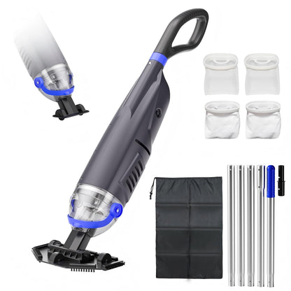Sharkswell Upgraded Cordless Pool Vacuum with Telescopic Pole, 60 Min Powerful Suction & Large Head, Rechargeable Handheld Cleaner for Above Ground Pools, Inground Pools, Hot Tubs, and Spa