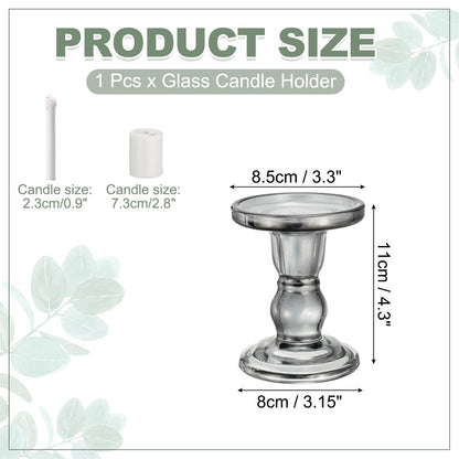 uxcell 11 cm Glass Candle Holder for Taper/Column Candles, Candle Holders Tealight Stand Candlestick for Tealight Wedding Table Centerpiece Home Decor, Smoke Gray