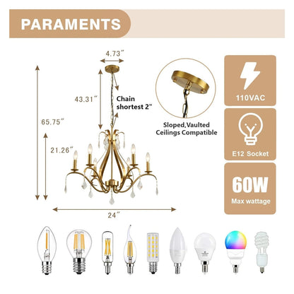 Modern Chandelier for Dining Room Living Room K9 Crystal Pendant Lighting Candle Chandeliers Home Decoration Light Fixtures,Comfortable Lighting