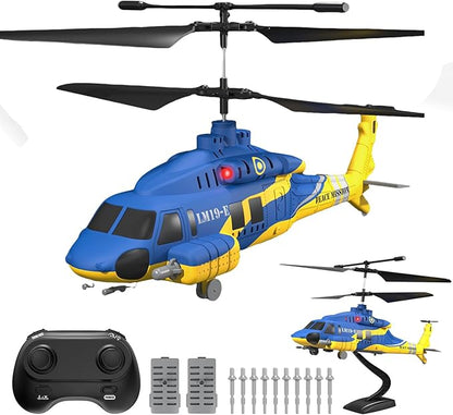 RC Helicopter with 10 Missiles 2.4GHz Army Remote Control Helicopter for Beginners and Adults Military Helicopter LED Lights Altitude Hold One-Key Take Off RC Toys (Blue)