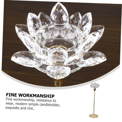 ZUNOXAZ Modern Minimalist Metal Candlestick Holder Small Crystal Lotus Candleholder Decorative Wedding Candle Stand for Home Décor
