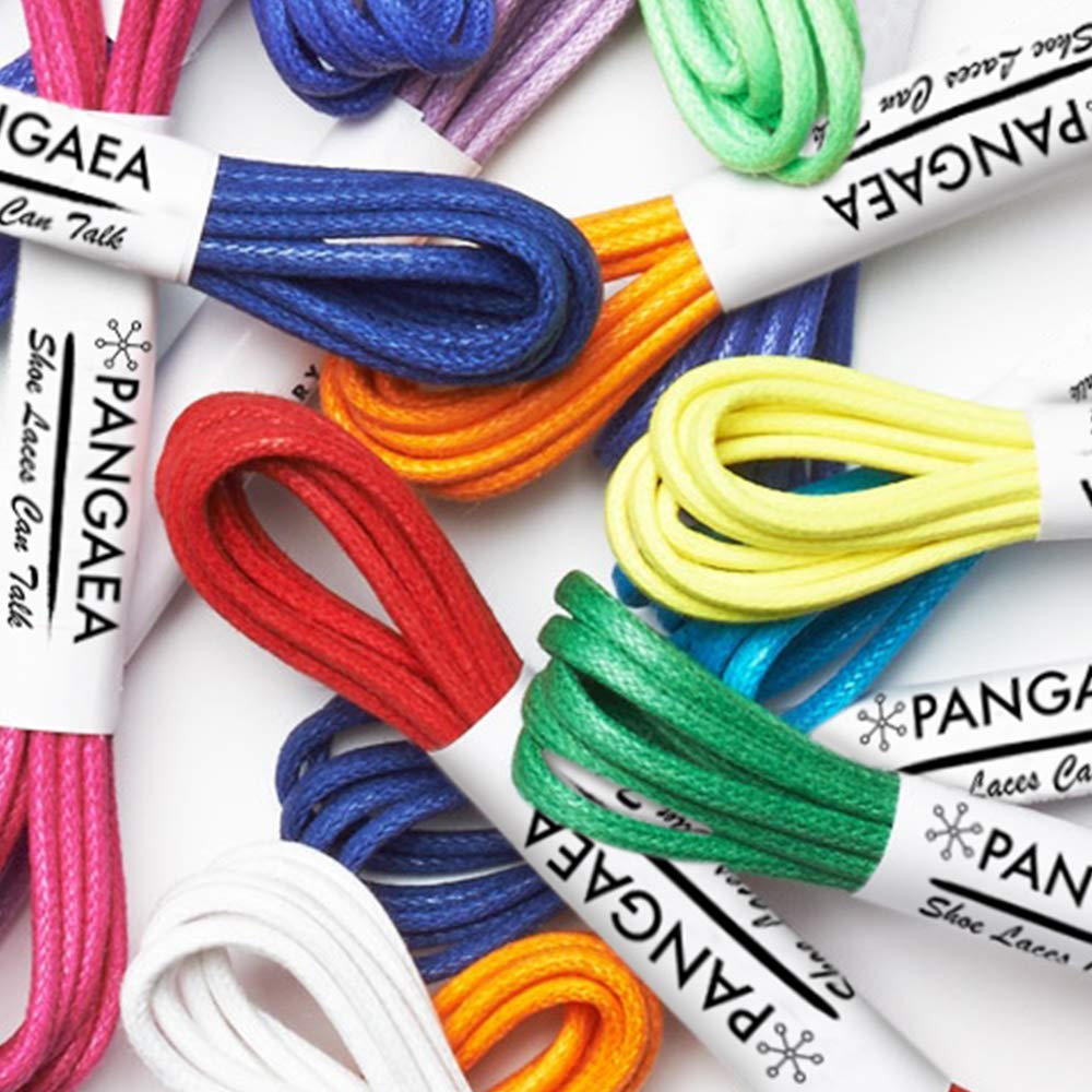 PANGAEA [4 Laces] 2-Pair Pack Waxed Round Oxford Shoe Laces for Dress Shoes Chukka 3/32Inch Thin(#01 Black,34in (86cm))