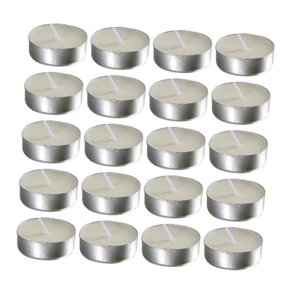 Garneck White Small Tealight Candles 50pcs Pack Unscented Round Wax Tea Lights for Wedding Engagement Party Home Décor Ceremony Lighting