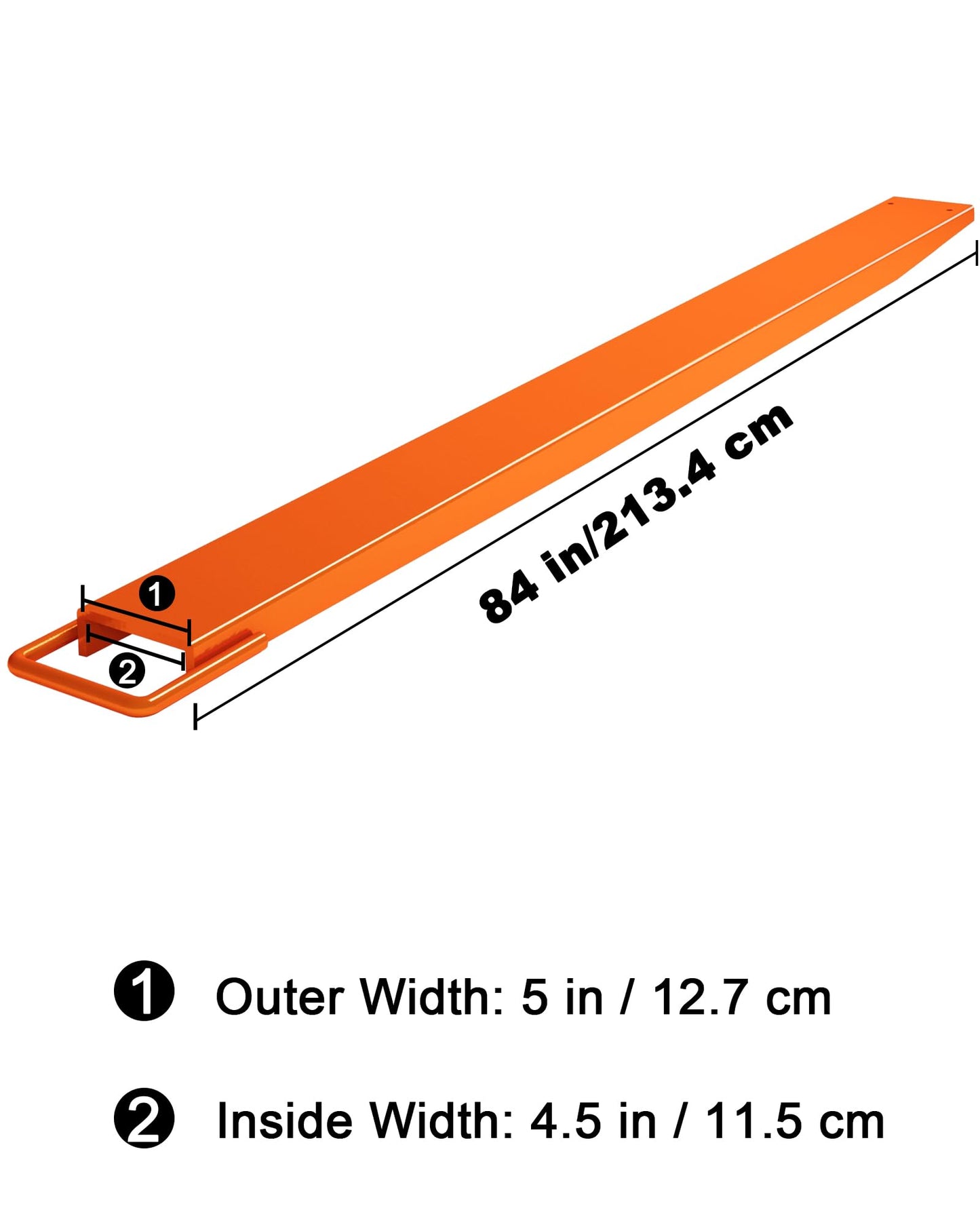 84 Inch Forklift Extensions, 4.5Inch Width Pallet Fork Extensions, 1 Pair Pallet Fork Extension, Heavy Duty Steel Fork Extender Reach