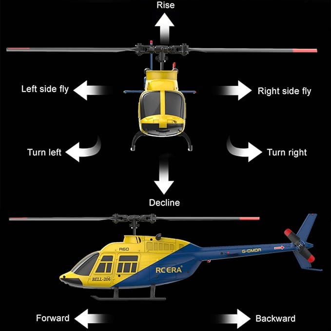 RC ERA A60 Helicopter - Remote Control Helicopters for Adult 1/42 Sacle 2.4G 4CH Gyro Stabilized Aircraft with Altitude Hold &amp Optical Flow3D Stunt Drone (Yellow)