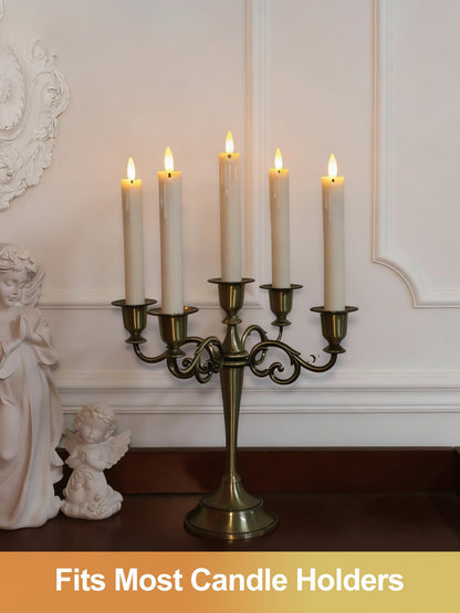Warmhere 12 Pcs Short Flameless Taper Candles with Remote Timer, 6" Fake Taper Candles Battery Operated, Flickering 3D Flame, Ivory Plastic LED Candlesticks for Home Wedding Party Holiday Decor