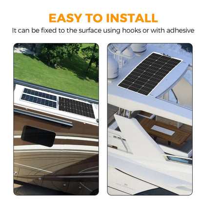 XINPUGUANG Solar Panel 12V 200W System Kit 100W Flexible Solar Panel Monocrystalline Battery Charger with Extension Cable 20A Charge Controller Power for RV Boat Cabin Car Trailer(200W-1)