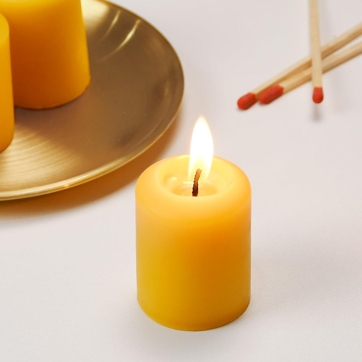 Beeswax Votive Candles-12 Pack Natural Small Votives Set for Home Room Decor Party Wedding Spa Gift