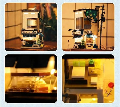 General Jim's Japanese Steamed Bun House Building Set - 1108 Pieces 2-Story Modular Design USB Lighting Outdoor Seating &amp Display - Compatible with Major Brick Building Brands