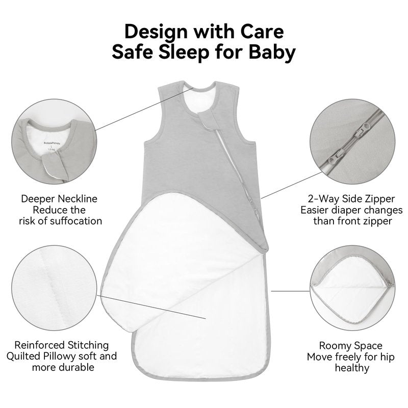 BubblePanda Rayon Made from Bamboo Sleep Sack 6-12 Months 0.5 Tog Soft Lightweight Toddler Sleep Sack for Babies 2-Way Zipper Wearable Blanket Baby 6 Months