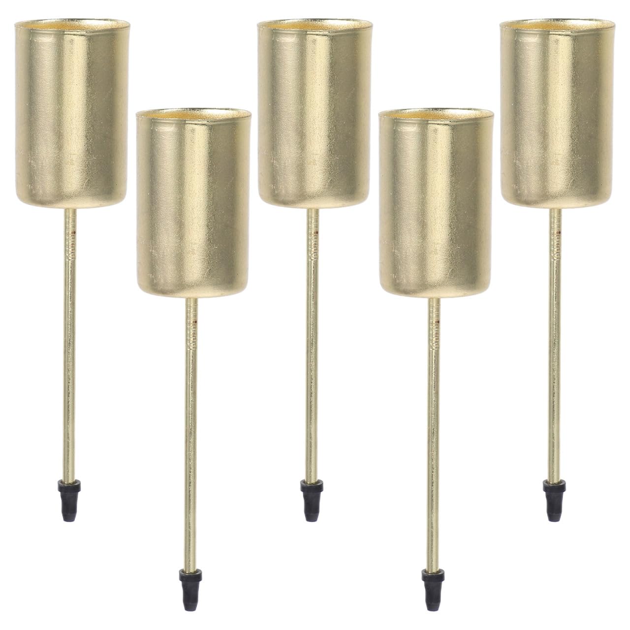 DECHOUS 5Pcs Christmas Taper Candle Holder Stakes Metal Golden Candlestick Holders with Spike Candle Cup Stakes for Xmas Table Decor Holiday Wedding Party Favor