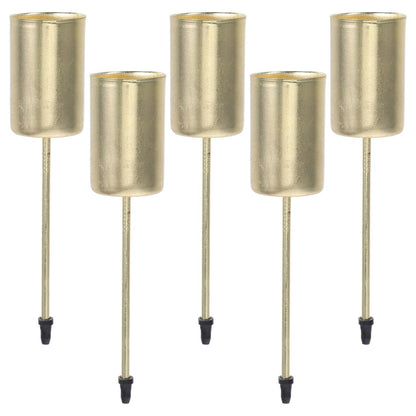 DECHOUS 5Pcs Christmas Taper Candle Holder Stakes Metal Golden Candlestick Holders with Spike Candle Cup Stakes for Xmas Table Decor Holiday Wedding Party Favor