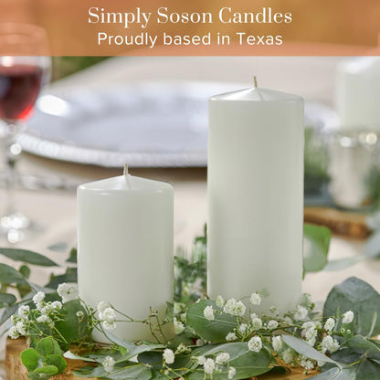 Simply Soson 2.5x6 inch White Pillar Candles, White Candle, Set of 6 Pillar Candles Bulk 2.5x6, Emergency Tall Candle, Wax Candle, Unscented Candles, Candle Pack Cone Tip Pillar