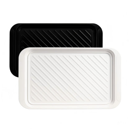 TP Grilling Prep and Serve Trays, 17 x 10.5 inch BBQ Trays for Cooked and Raw Foods, Set of 2 Melamine Serving Platters for Meats, Grill Accessories, Black and White