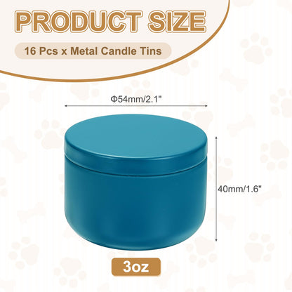 MECCANIXITY 3oz Candle Tins, 16pcs Metal Candle Tins Jars with Lids Round Empty Tin Can Containers Bulk for Storage Tea and Making DIY Arts Crafts Christmas Gifts, Navy Blue