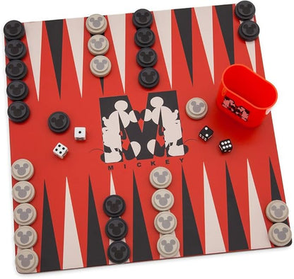 Disney Store Dolls &amp Games Mickey Mouse Deluxe Game Set - Includes Disney Chess Set Checkers Pieces Backgammon Board Playing Cards Poker Chips Dice &amp Shaker Cup in Self-Contained Wooden B