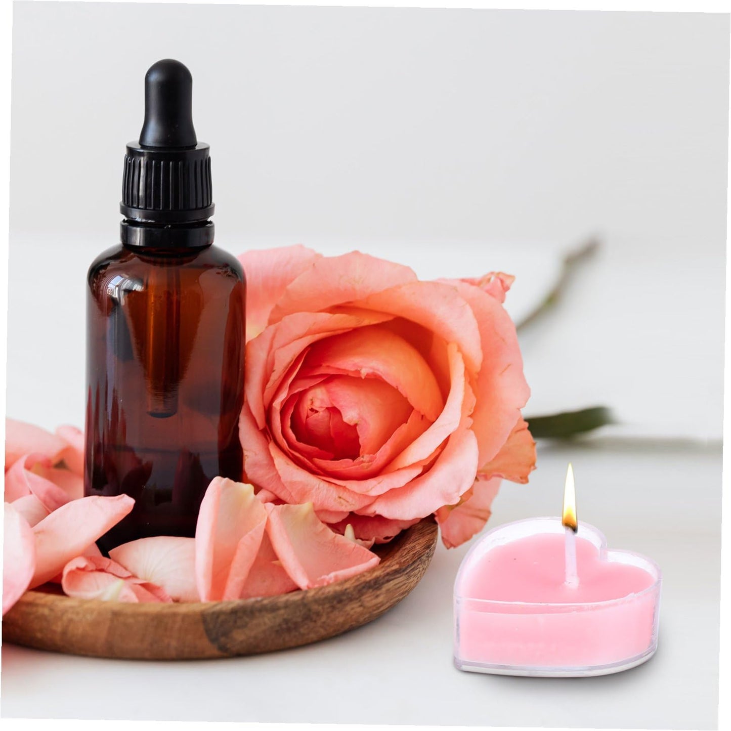 Baluue 9Pcs Heart Shaped Scented Tealight Candles Pink Rose Paraffin Wax Romantic Home Wedding Decoration with Glitter Long Burning for Indoor Outdoor Use
