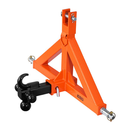 VEVOR 3 Point Trailer Hitch with 2" Receiver, 3 Pt Quick Hitch Attachment with 3 Trailer Balls, Tractor Tow Drawbar Adapter for Category 1, Kubota, Mahindra, Ford, Yanmar, John Deere, Massey Ferguson