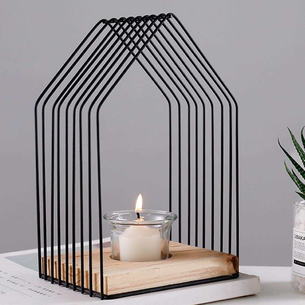 XILIN-1987 Candle Holderss Wrought Iron Glass Candlestick Creative Romantic Home Decoration Candle Holder Decorative Candlestick (Size : B02)