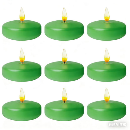 Green Floating Candles 3 inch 12 Pack - Floating Candles for centerpieces - Wedding Decor - Burning Time 8-10 Hours