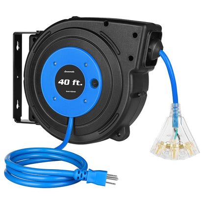 DEWENWILS Heavy Duty Cord Reel, 40FT & 60 FT Retractable Extension Power Cord